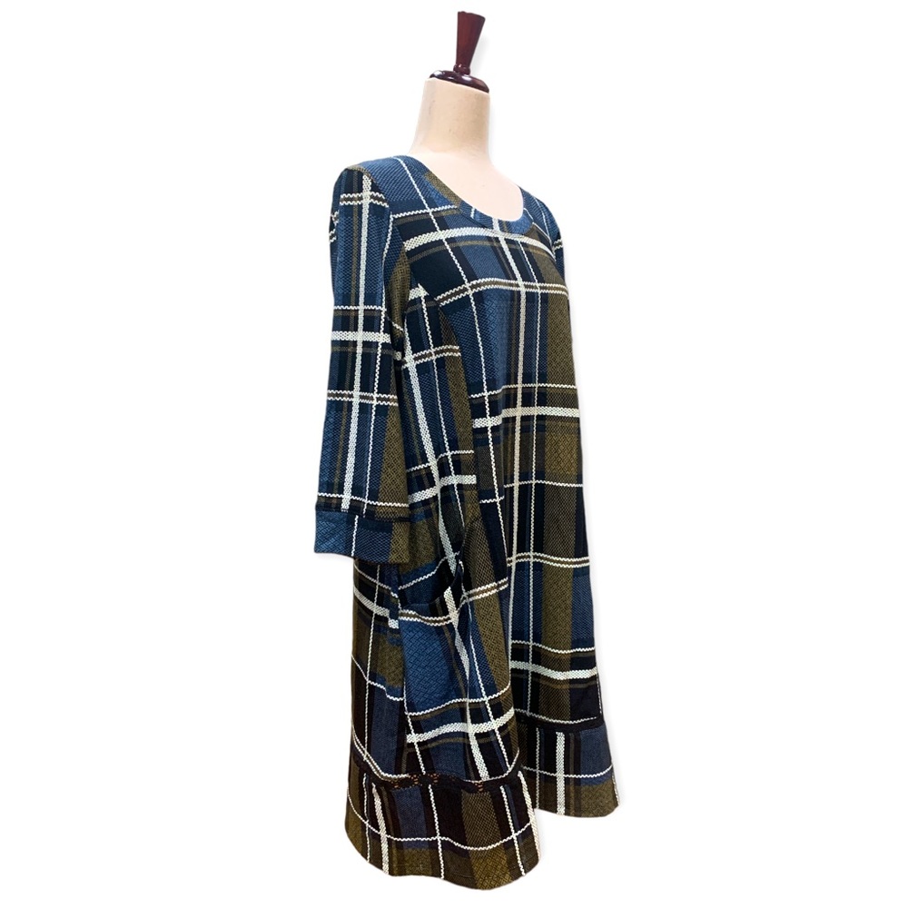CHRIS MCLAUGHLIN Plaid Sheath Dress with Pockets Size 16